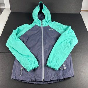 The North Face Jacket Women Medium HyVent Grey Green Full Zip Hooded Windbreaker